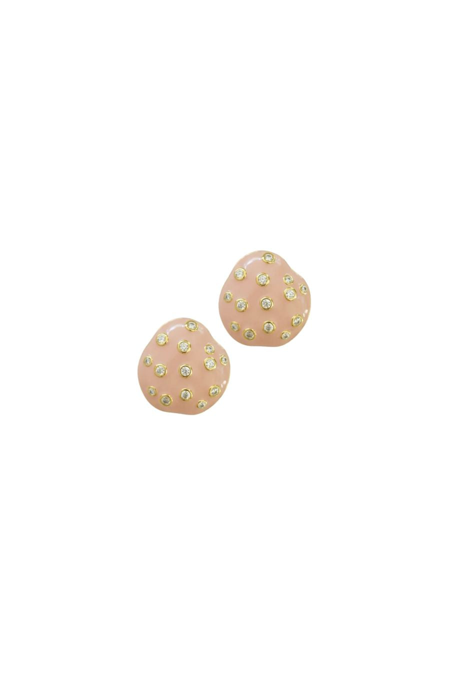 Pink Embellished Pebble Studs