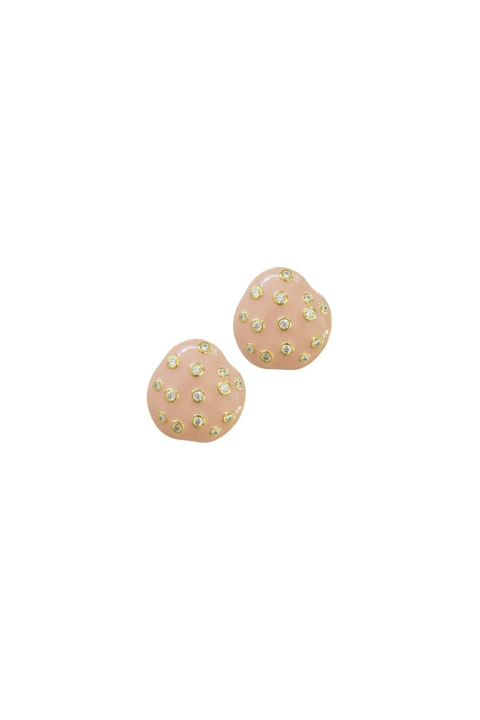 Pink Embellished Pebble Studs