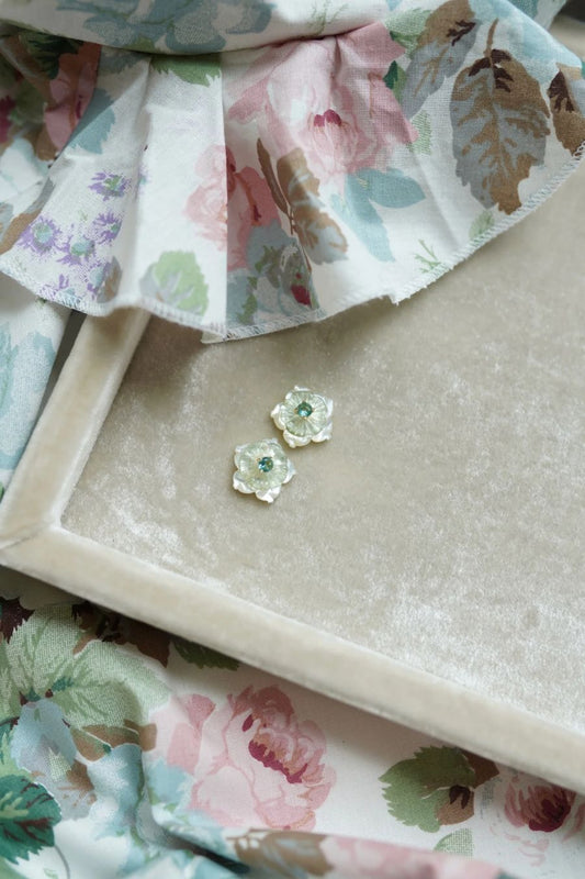 Petite MOP & Mint Blue Blossom Studs