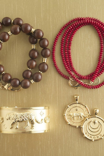 Diamond Cut Double Wrap Crimson Coral Beaded Necklace