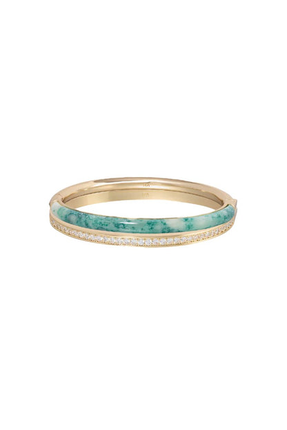 The Pave Stone Hinged Bracelet Duo in Moss/Agate