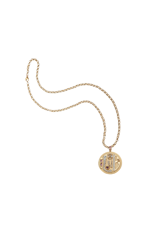 Jumbo Love Embellished Coin Necklace