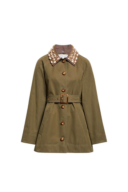 Langham Belted Dickey Coat in Army
