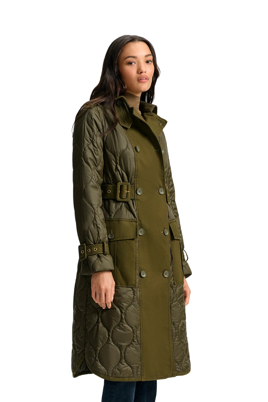 Newberry Puffer Trench Coat in Cypress