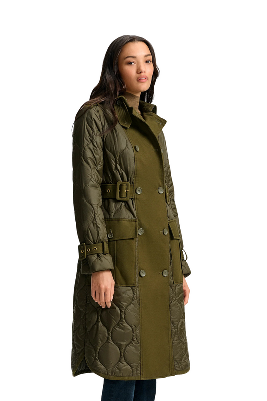 Newberry Puffer Trench Coat in Cypress