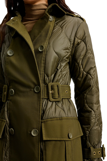Newberry Puffer Trench Coat in Cypress
