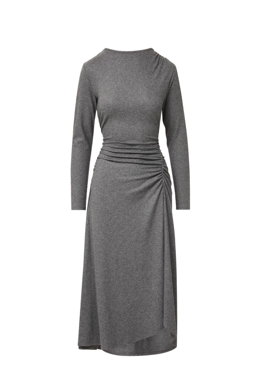 Theodora Wool Midi Dress in Medium Heather Grey