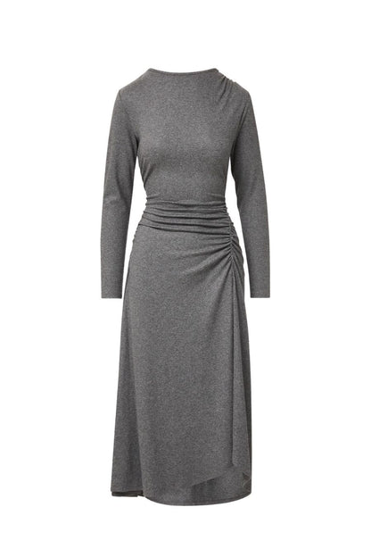 Theodora Wool Midi Dress in Medium Heather Grey