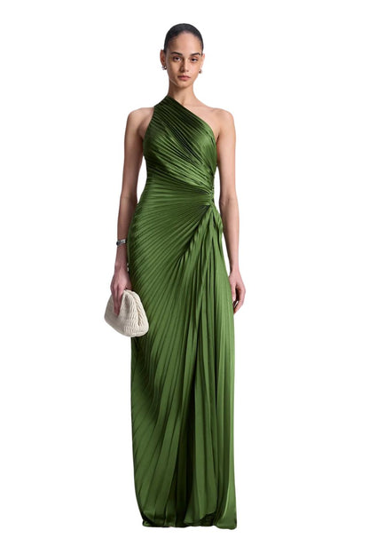 Lara Satin Pleated Gown