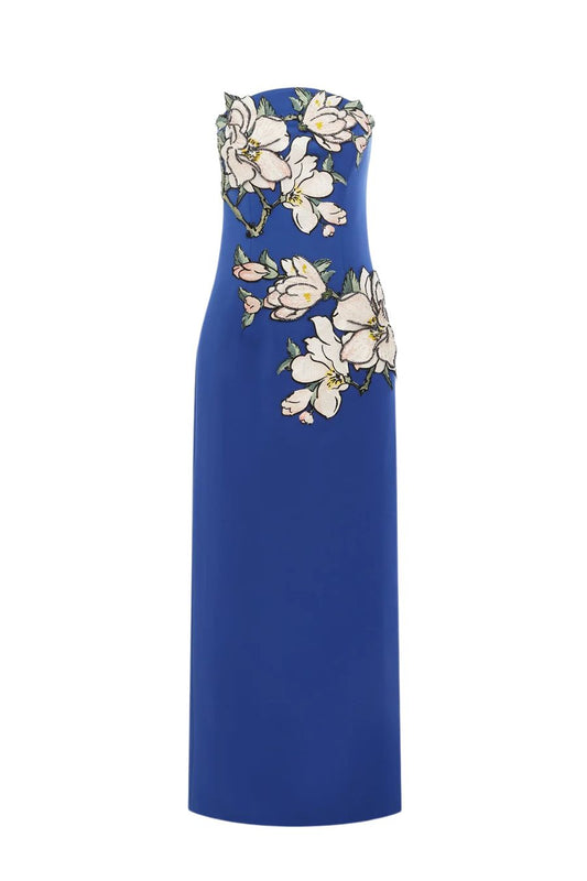 Ava Appliqué Floral Bustier Maxi Dress