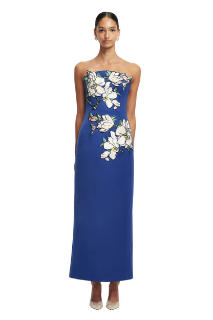 Ava Appliqué Floral Bustier Maxi Dress