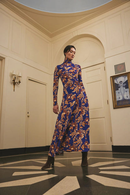 Hera Dress in Regal Paisely Blue