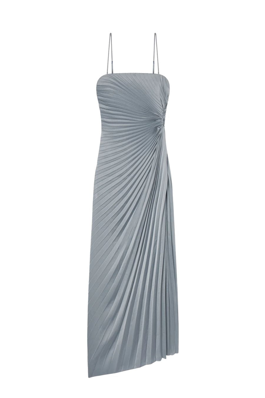 Layla Strapless Pleated Gown in Steel Blue