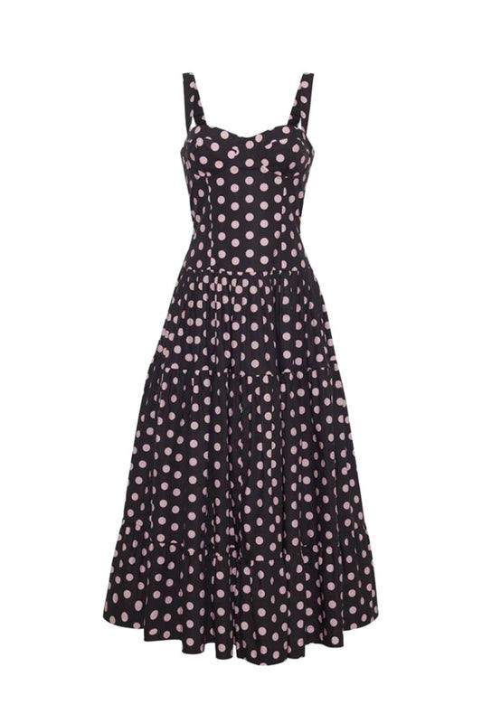 Santiago Midi Dress in Joelle Dot Brown