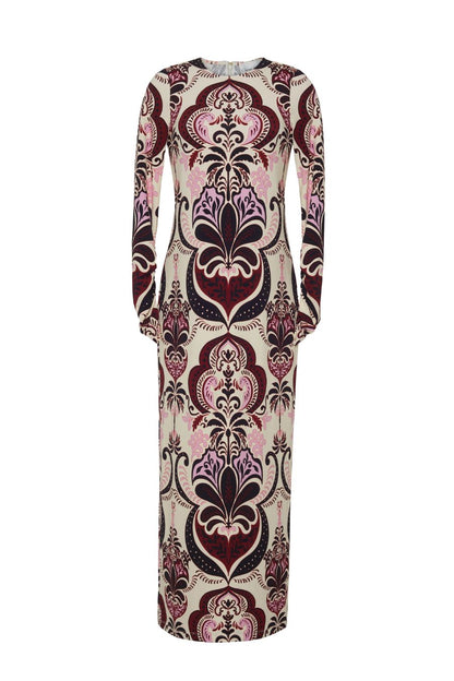 Danae Midi Dress in Palm Pavillion Ivory