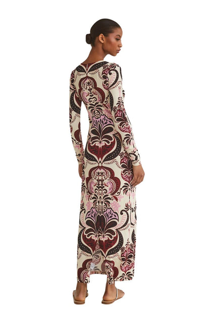 Danae Midi Dress in Palm Pavillion Ivory