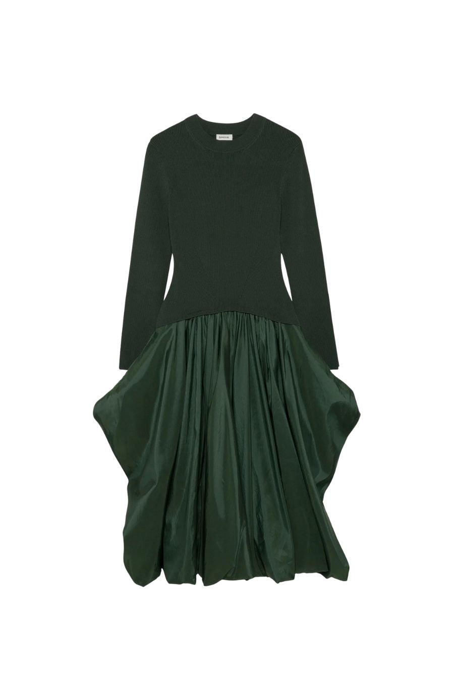 Kenlie Taffeta Knit Midi Dress in Cypress