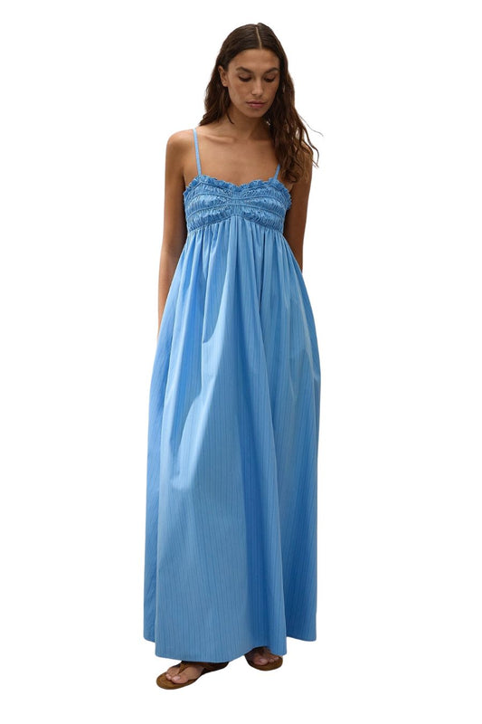 Presa Maxi Dress Mico Pinstripe Azul