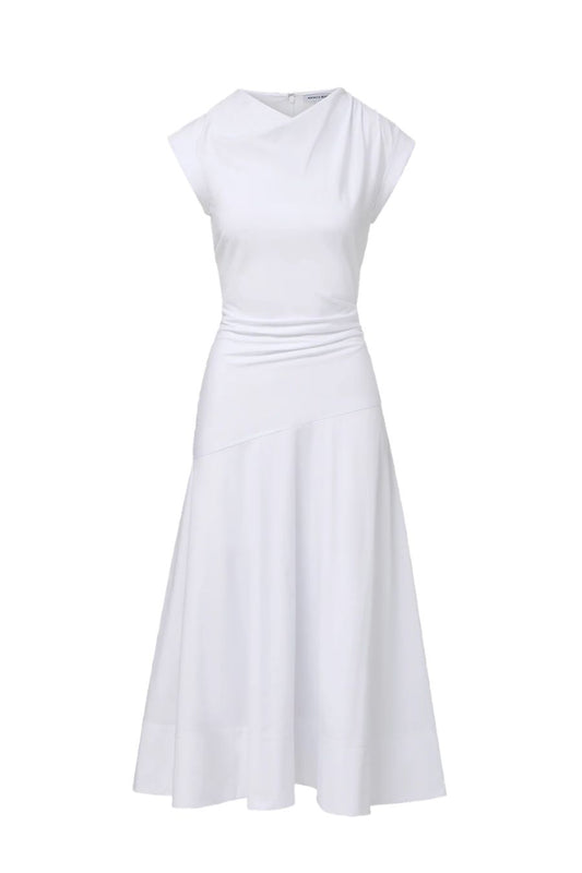 Lisette Cotton Poplin Midi Dress in White