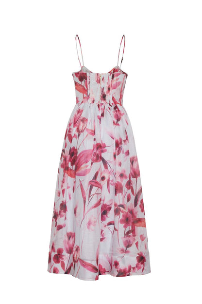 Alba Midi Dress in Petal Sketch Light Blue