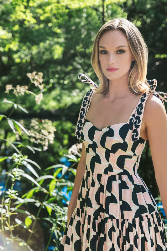 Faiza Dress in Forma Geo Blush Print