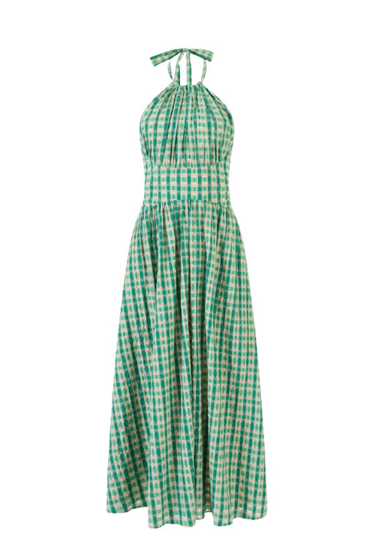 Halter in the Name of Love in Seersucker Green Check