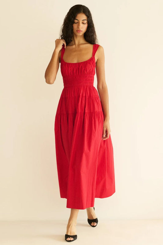 Clover Dress in Deep Tomato