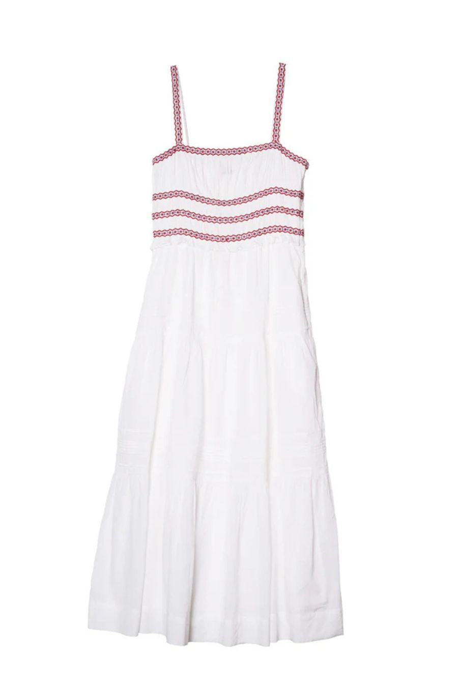 Carolyne Floral Embroidered White Voile Dress