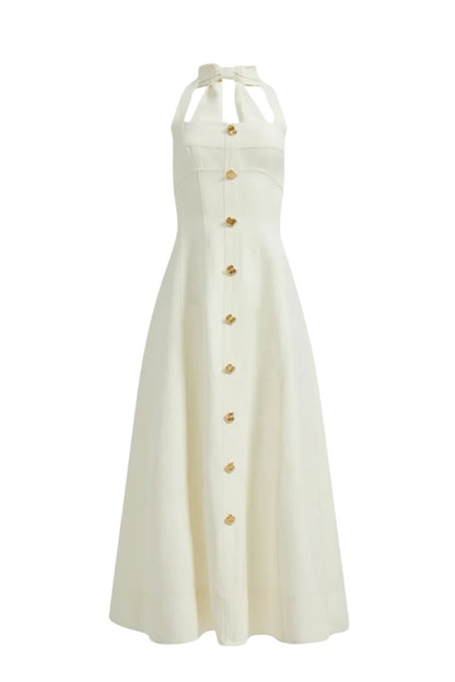 Monroe Halter Midi Dress in Ivory