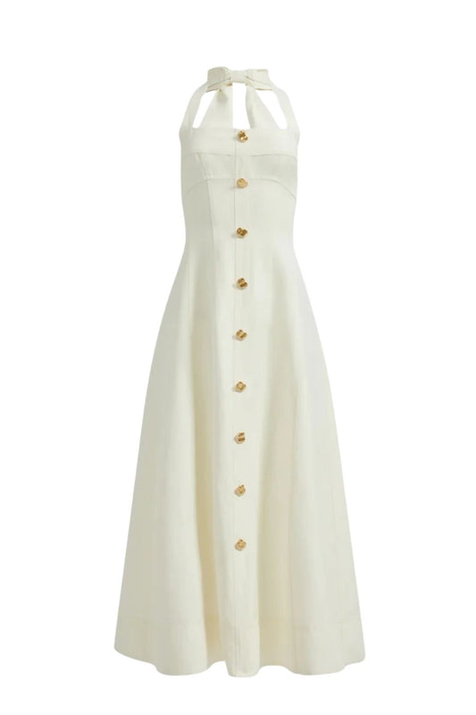 Monroe Halter Midi Dress in Ivory