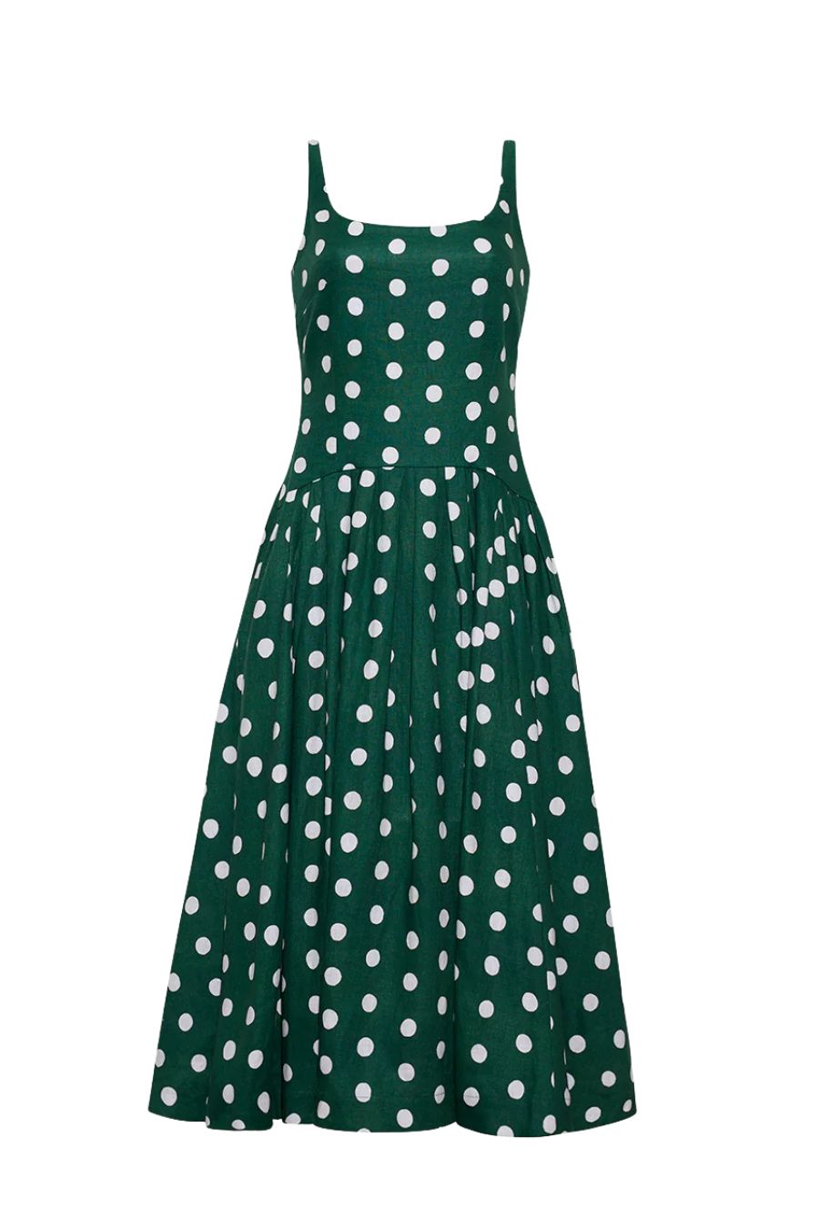 Regio Midi Dress in Polka Dot Green