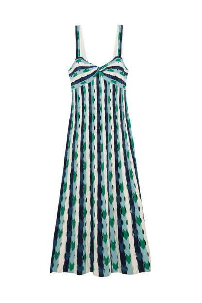 Christina Midi Dress in Kelly Green Multi