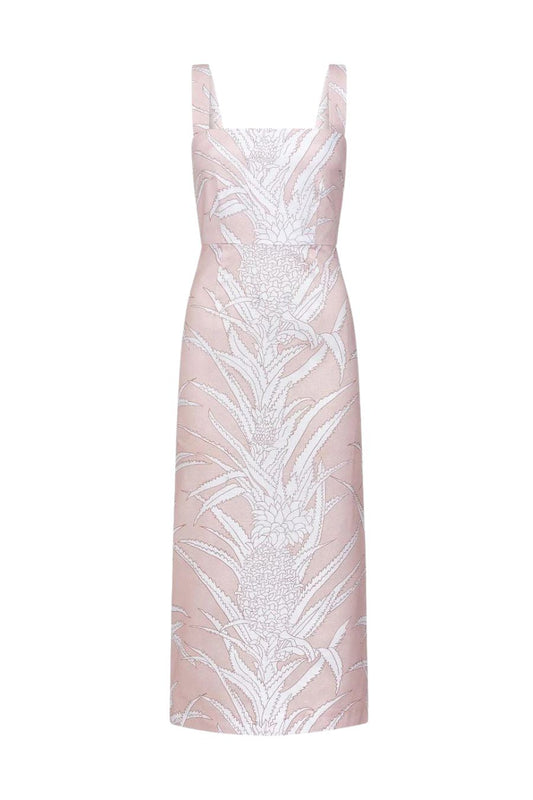 Long Slip Dress in Pink Pineapple