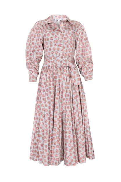 Randolph Dress in Dark Rose Bird Block