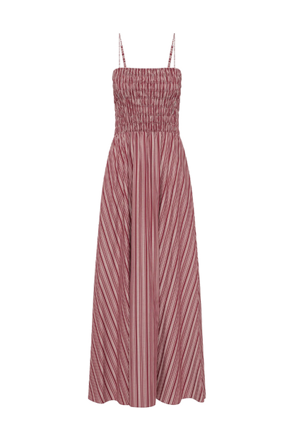 Anniken Maxi Dress in Burgundy Stripe