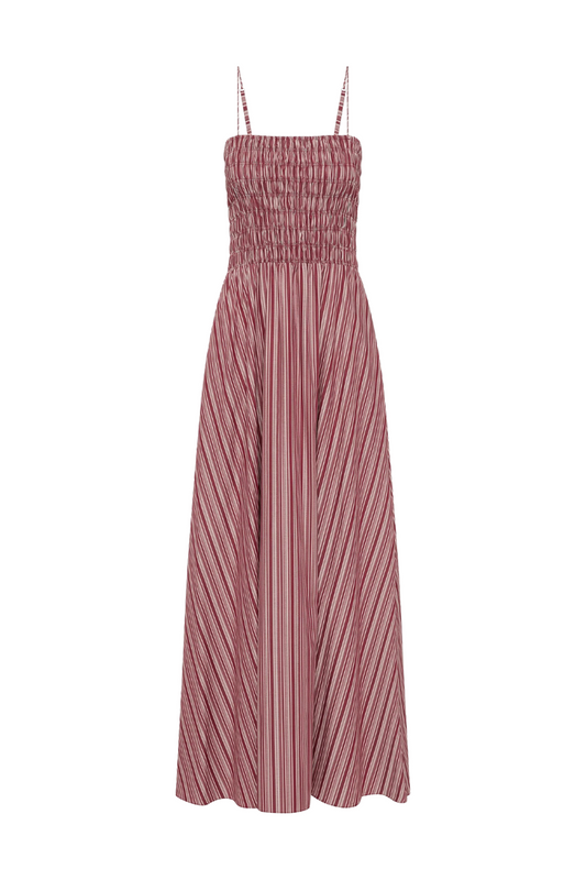 Anniken Maxi Dress in Burgundy Stripe
