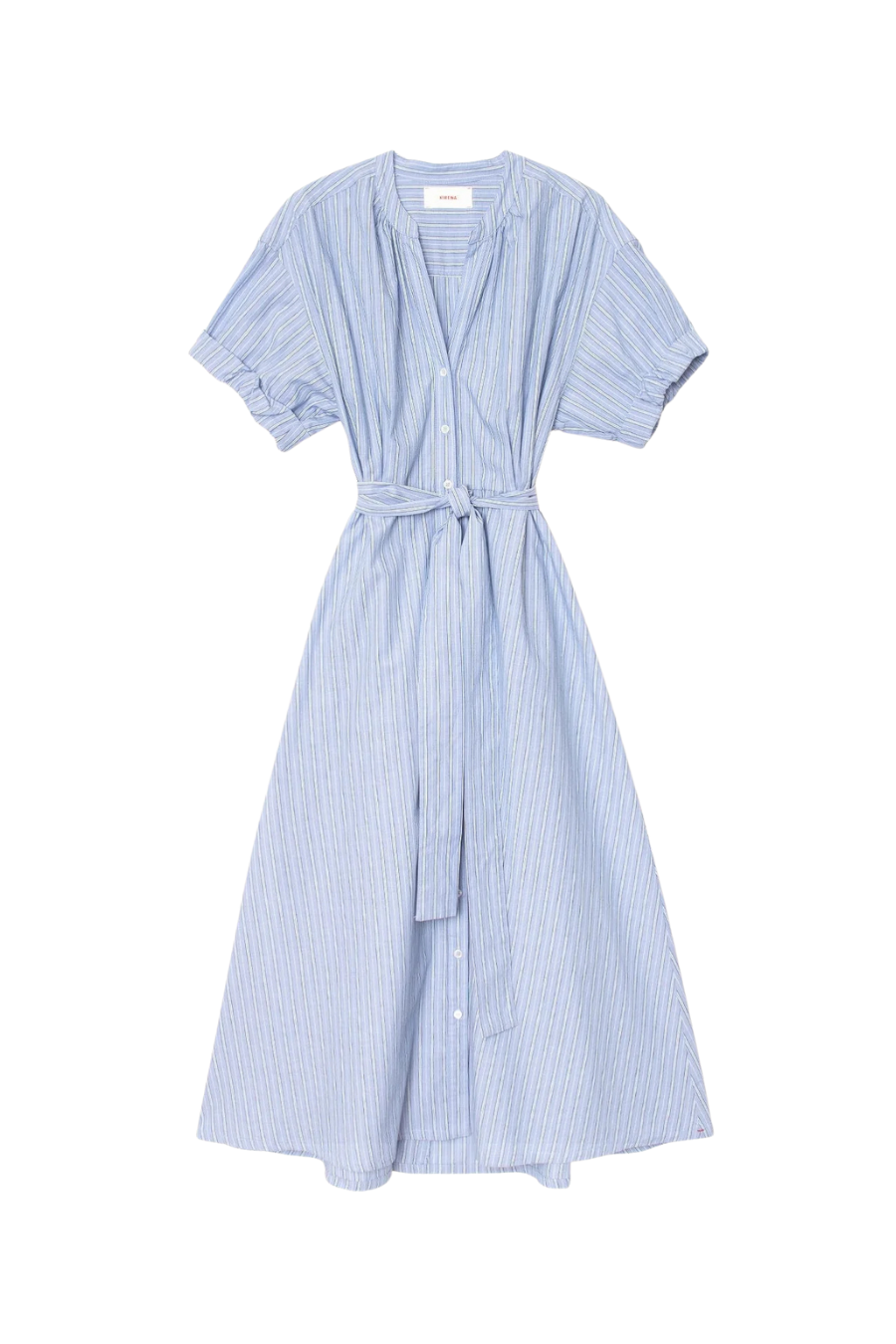 Liora Dress in Chambray Teal Stripe