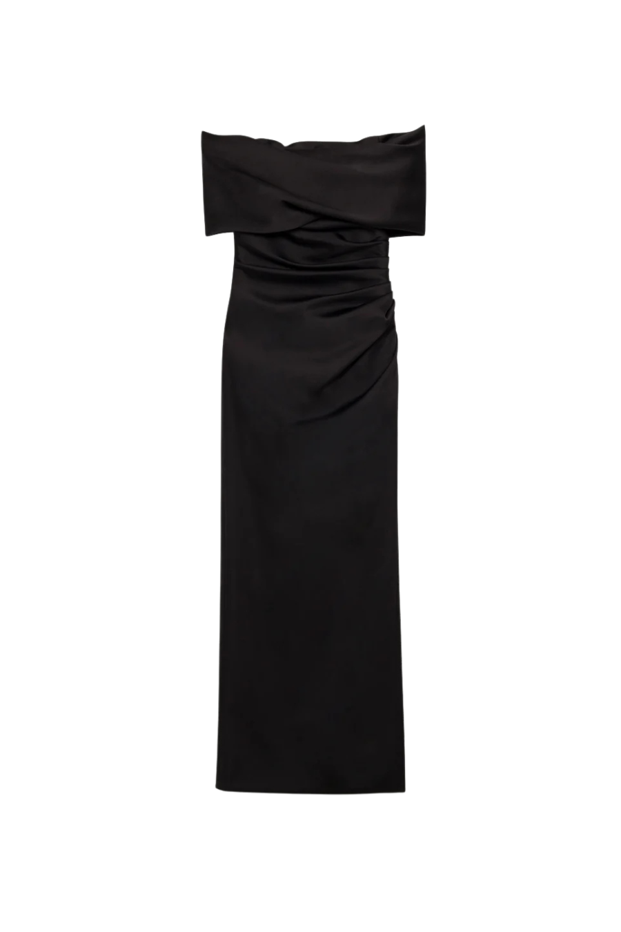 Valencia Draped Satin Gown in Black