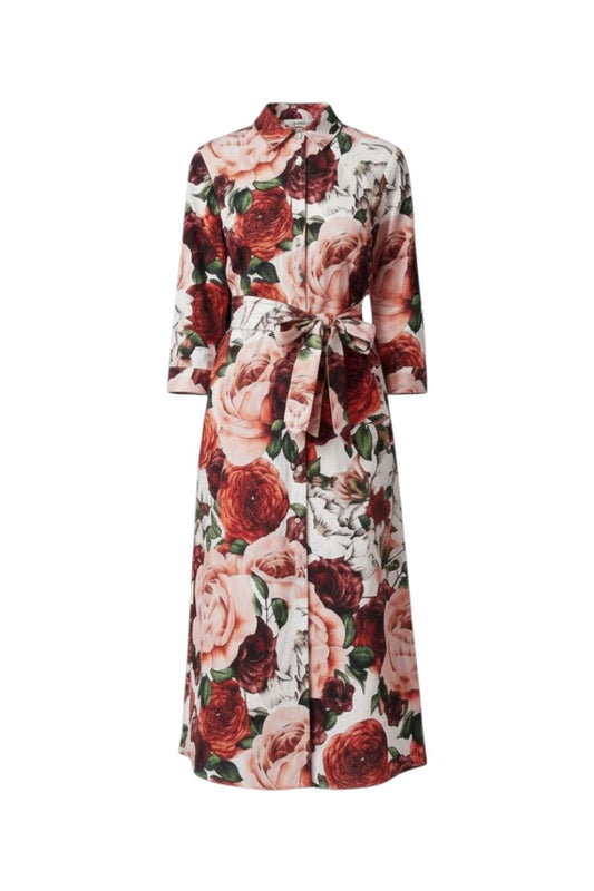 Audrey Dress in White/Coral