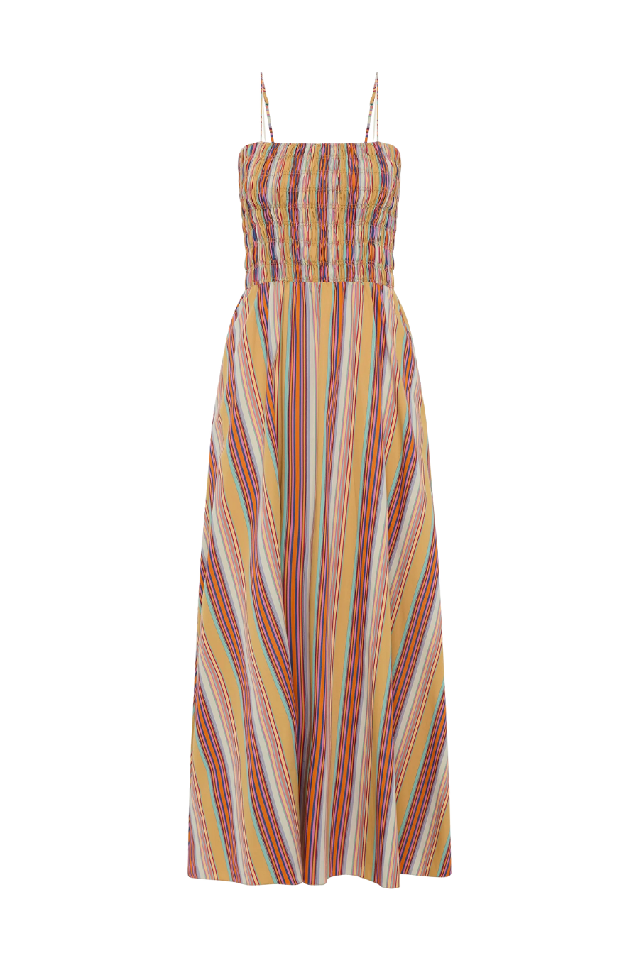 Anniken Maxi Dress in Agua Stripe Mustard