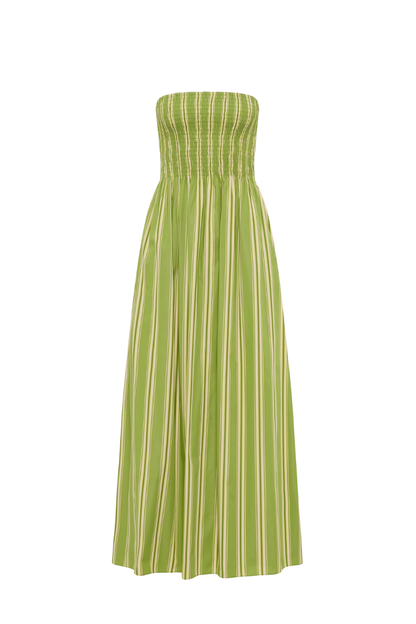 Jamie Midi Dress in Ombre Stripe Juniper