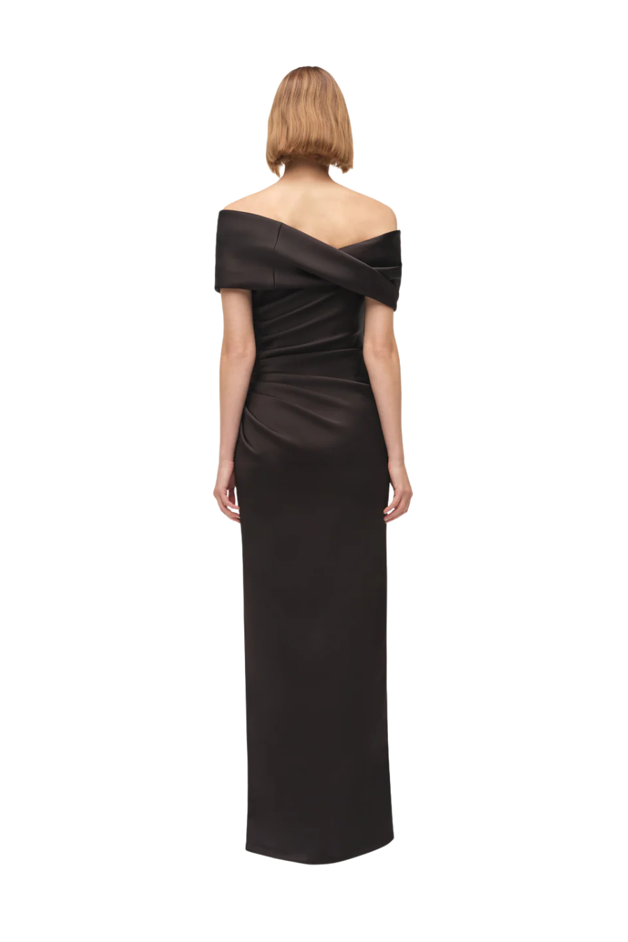 Valencia Draped Satin Gown in Black