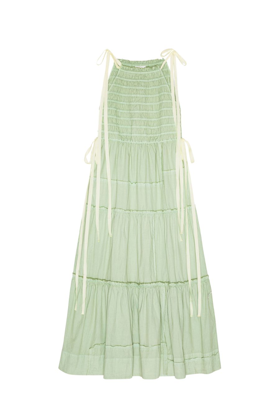 Light Green Smocked Tiered Dress