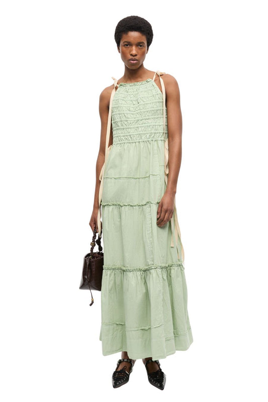 Light Green Smocked Tiered Dress