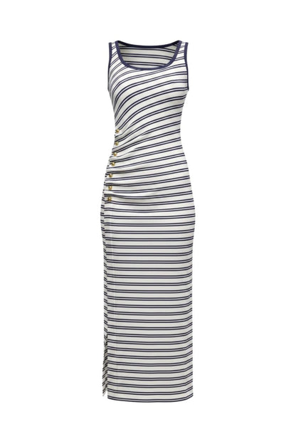 Becker Jersey Midi Dress in Midnight Stripe