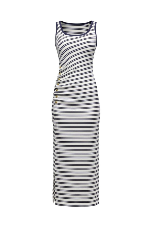 Becker Jersey Midi Dress in Midnight Stripe