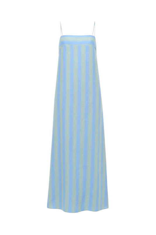 Laura Linen Dress in Seaport Stripe