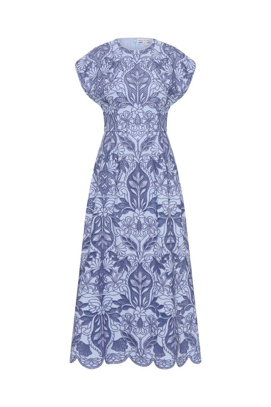 Blooming Lanterns Midi Dress in Blue