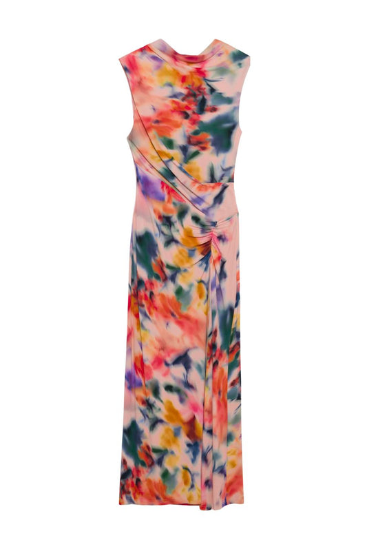 Acacia Draped Jersey Midi Dress in Daisy Multi