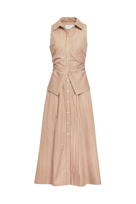 Hannah Dress in Acorn/Optic White